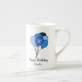 Taza De Porcelana 30.º manojo de globos azules