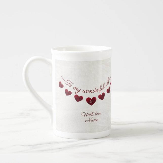 Taza De Porcelana 40.ª compañera de cumpleaños romántica (Izquierda)