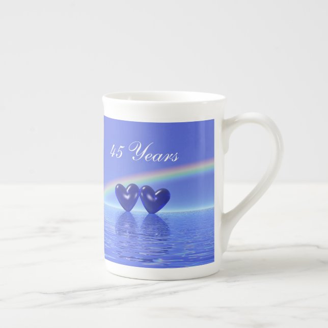 Taza De Porcelana 45.o Corazones del zafiro del aniversario (Derecha)