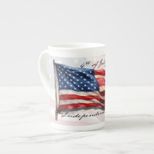Taza De Porcelana 4 de julio - Celebrar con la bandera de los Estado