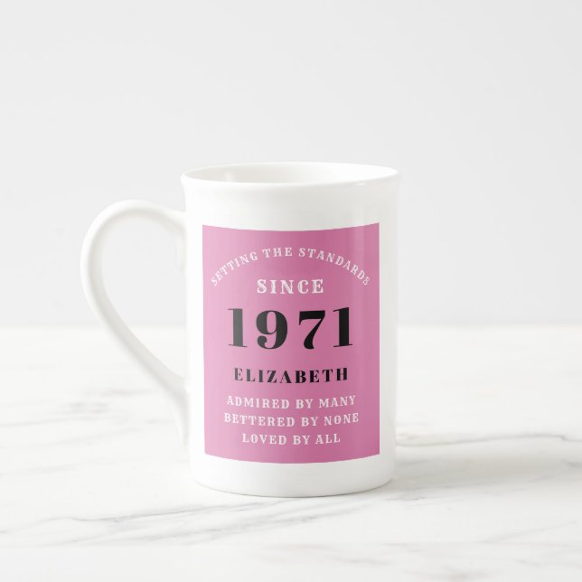 Taza De Porcelana 50.º cumpleaños 1971 Negro rosa para su personalid (Izquierda)