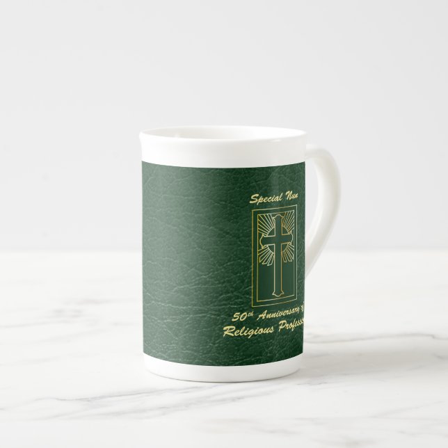 Taza De Porcelana 50° Aniversario de la Profesión Religiosa Verde (Derecha)