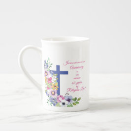 Taza De Porcelana 60° Aniversario, monja, Cruz de la Vida Religiosa