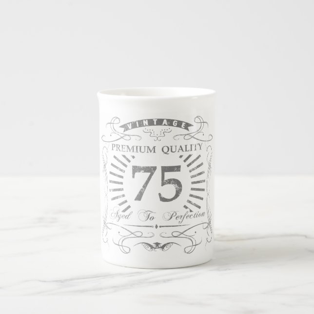 Taza De Porcelana 75.º regalo de la bolsa de cumpleaños (Frente)