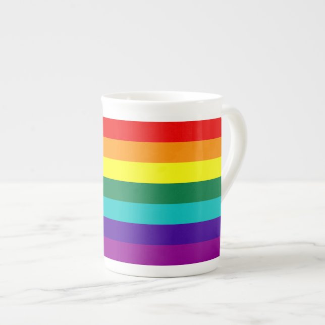 Taza De Porcelana 7 Rayas Bandera del Orgullo Gay Arcoiris (Derecha)