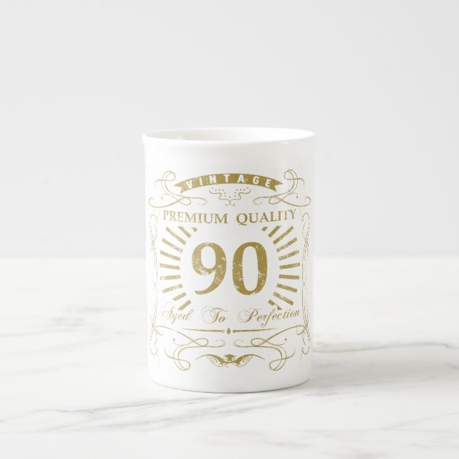 Taza De Porcelana 90.º regalo de la bolsa de cumpleaños (Frente)