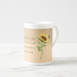 Taza De Porcelana Abeja y girasol
