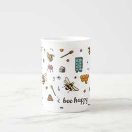 Taza De Porcelana Abejas alegres adorables arte de palabras