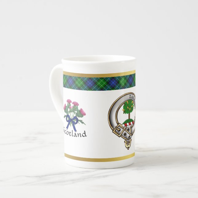 Taza De Porcelana Abercrombie Clan Badge Tartan & Motto (Izquierda)