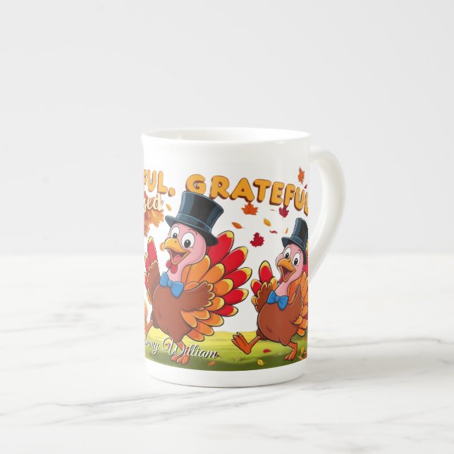 Taza De Porcelana Acción de Gracias Con Citas De Gratitud (Derecha)