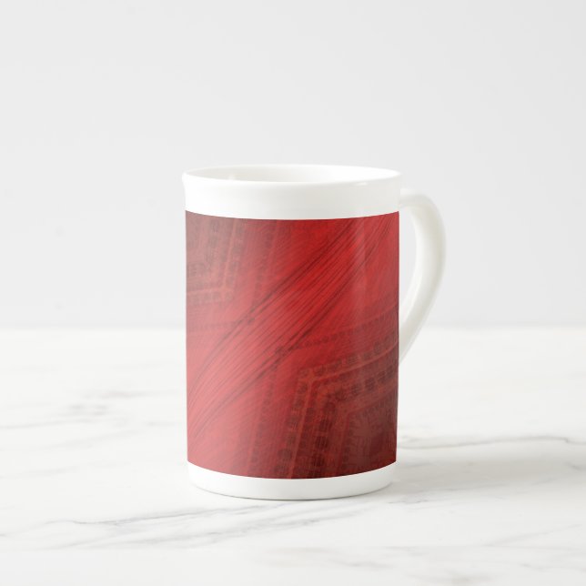 Taza De Porcelana Aceptación | Patrón de Boho Ecléctico Rojo (Derecha)