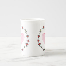 Taza De Porcelana Acuarela de corazón rosa pintado a mano por día de