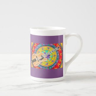 Taza De Porcelana Acuarela de la guitarra y de la mandala