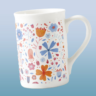 Taza De Porcelana Acuarela floral moderna
