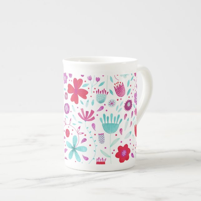 Taza De Porcelana Acuarela floral moderna (Derecha)