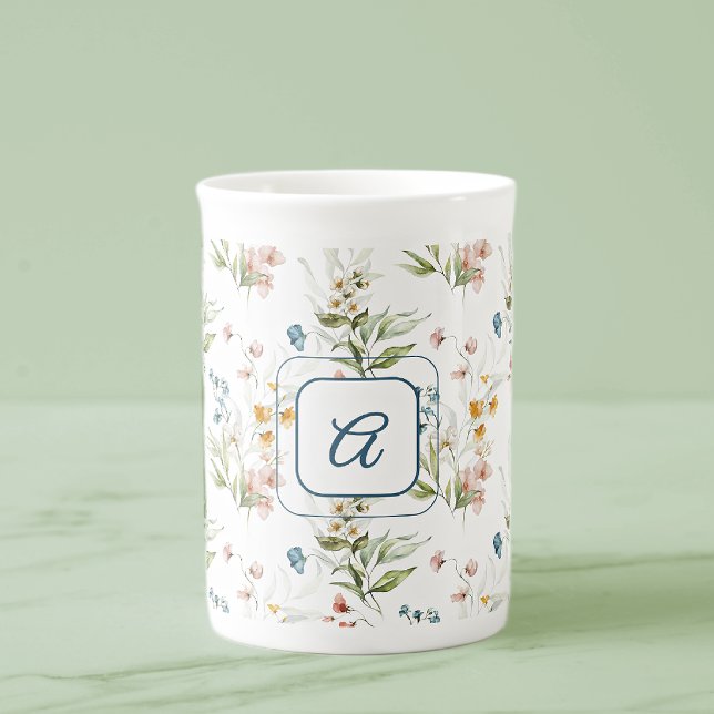 Taza De Porcelana Acuarela Monograma 1600 Arte Floral 10oz (Subido por el creador)