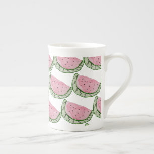 Taza De Porcelana Acuarela Sandía Doodles Patrón Pintado 