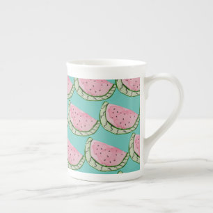 Taza De Porcelana Acuarela Sandía Doodles Patrón Pintado