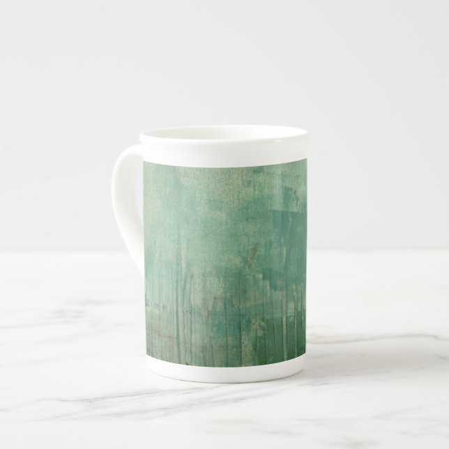 Taza De Porcelana Acuarela verde contemporánea (Izquierda)