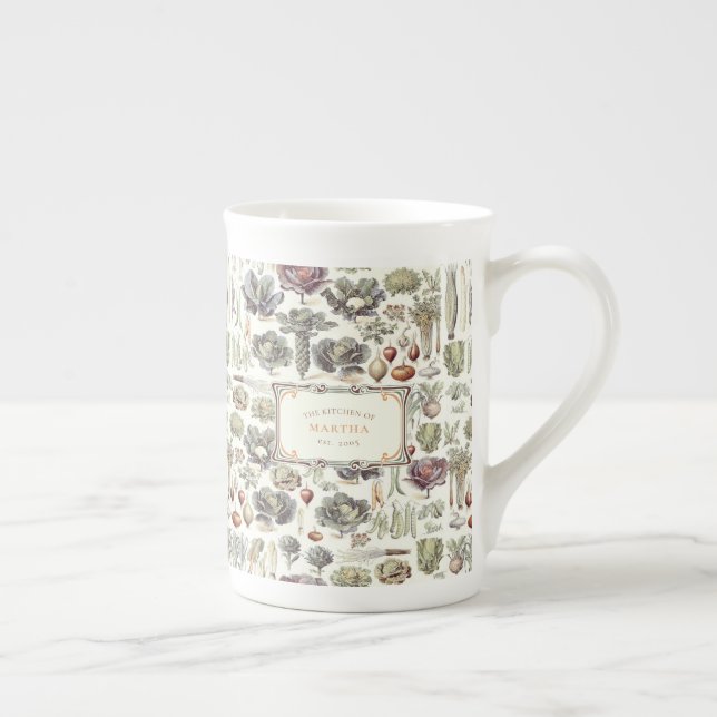 Taza De Porcelana Adolphe Millot Patrón vegetal Hueso China Mug (Derecha)