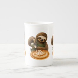 Taza De Porcelana Adorable Barista Perezoso Vertiendo Arte de Café c