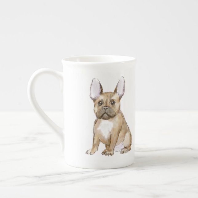Taza De Porcelana Adorable cachorro de bulldog francés (Izquierda)