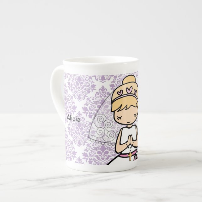 Taza De Porcelana Adorable First Holy Communia niñita mug (Izquierda)