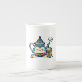 Taza De Porcelana Adorable tetera marroquí de menta y arte de vidrio