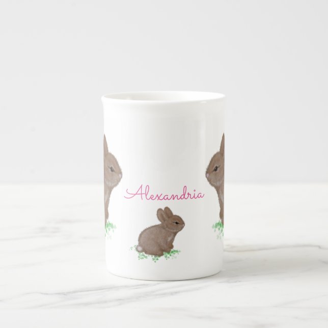 Taza De Porcelana Adorable Woodland Bunny Family (Frente)
