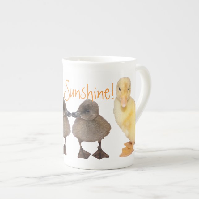 Taza De Porcelana Adorables pollos amarillos y grises Fotografía (Derecha)