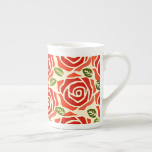 Taza De Porcelana Adorables rosas de patrón de acuarela lindos blanc