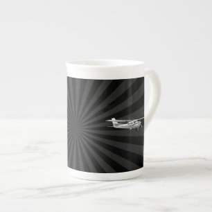 Taza De Porcelana Aeronave Clásico Cessna Silueta Volando Explosión 