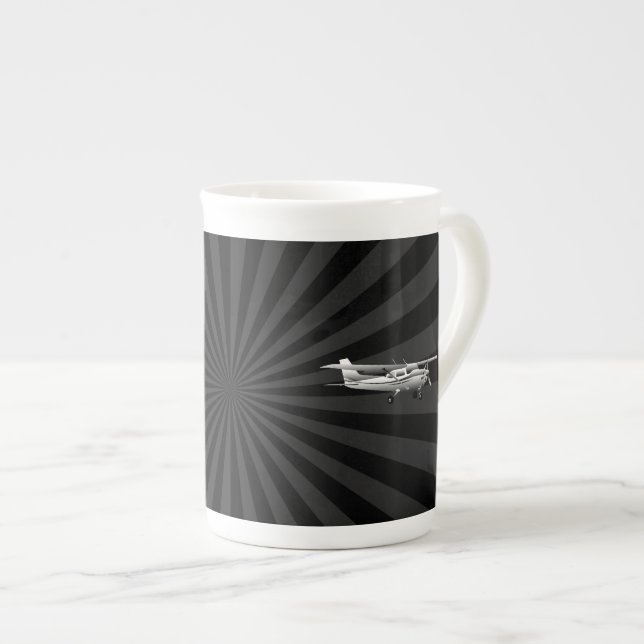 Taza De Porcelana Aeronave Classic Cessna Silhouette Flying Sunburst (Derecha)