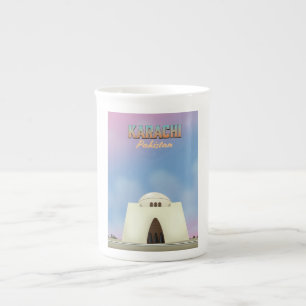 Taza De Porcelana Afiche de viaje de Karachi en Pakistán