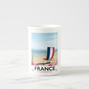 Taza De Porcelana Afiche de viaje de playa de Francia