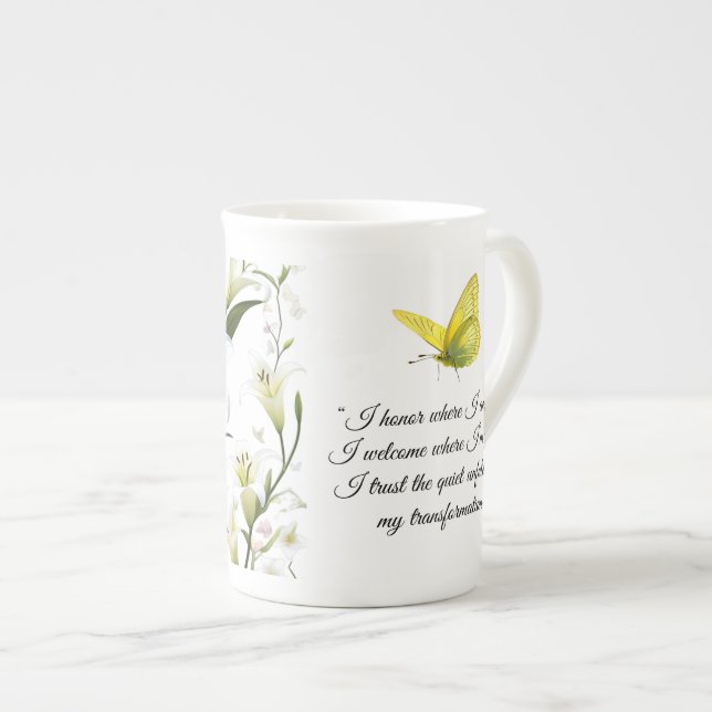 Taza De Porcelana Afirmación Mug de especialidad mariposa amarilla (Derecha)