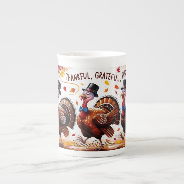 Taza De Porcelana Agradecidos agradecidos agradecimientos Feliz Acci (Frente)