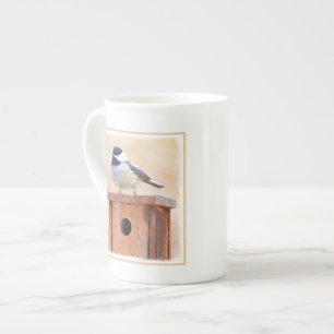 Taza De Porcelana Ajedrez sobre pintura de aves original