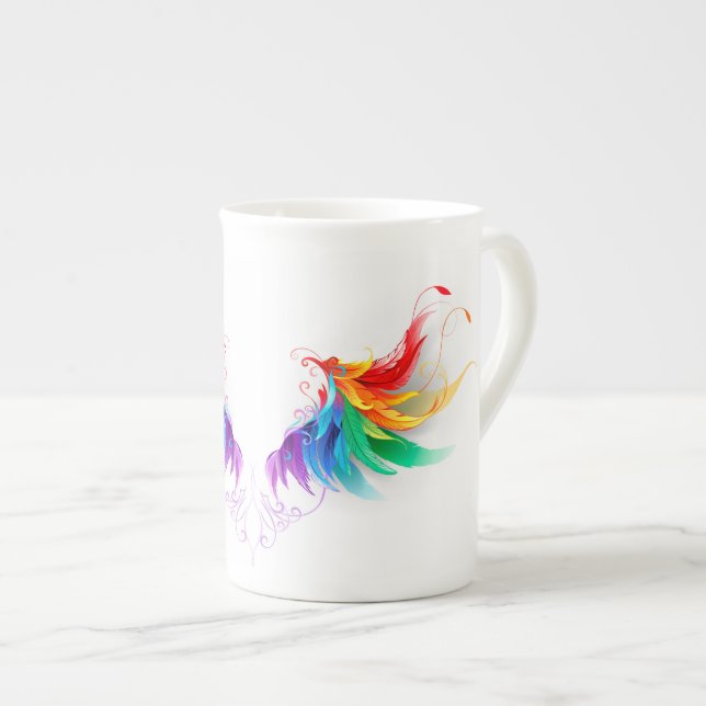Taza De Porcelana Alas del arco iris fluidas (Derecha)