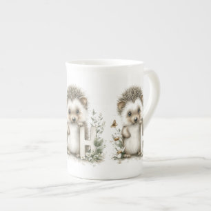 Taza De Porcelana Alfabeto de animales bebés en acuarela lindo Erizo