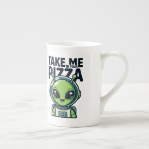 Taza De Porcelana Alienígena Lindo Llévame a Tu Pizza Astronauta 