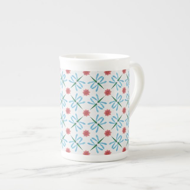 Taza De Porcelana Alimentos de agua rosada y libélulas huelen a Chin (Derecha)