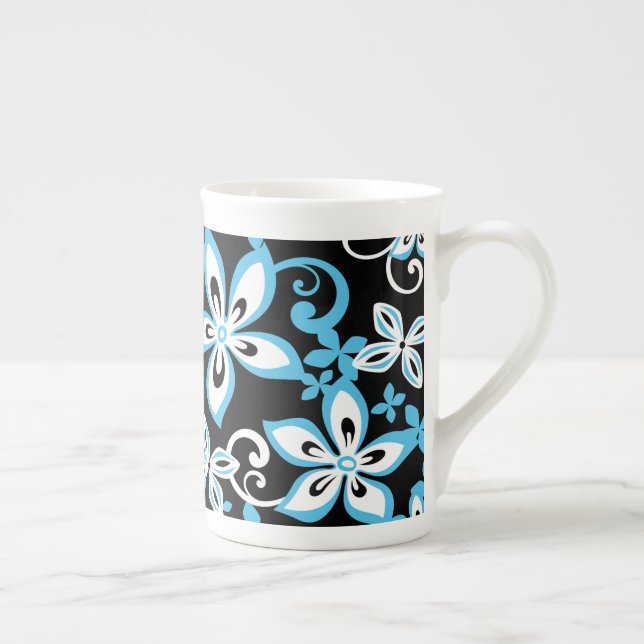 TAZA DE PORCELANA ALOHA HAWAII (NEGRO/AZUL) HUESO CHINA MUG (Derecha)