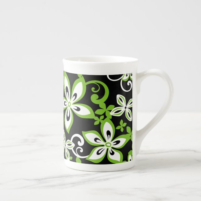 TAZA DE PORCELANA ALOHA HAWAII (NEGRO/LIME) HUESO CHINA MUG (Derecha)