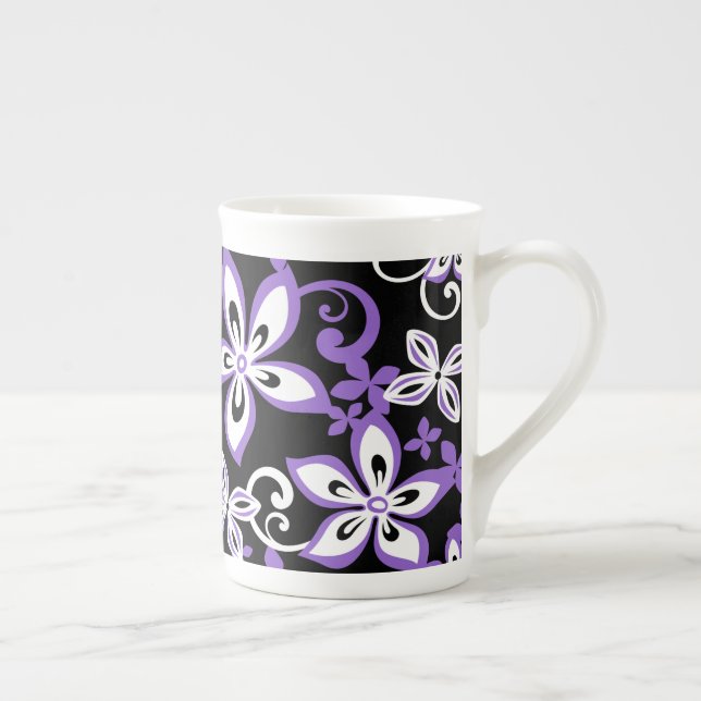 TAZA DE PORCELANA ALOHA HAWAII (NEGRO/PURPLE) (Derecha)