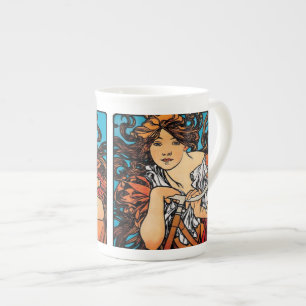 Taza De Porcelana Alphonse Mucha - Cycles Perfecta Arte Nuevo Retro