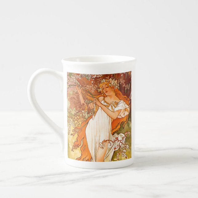 Taza De Porcelana Alphonse Mucha modernidad primavera (Izquierda)