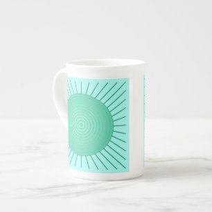Taza De Porcelana Amanecer geométrico moderno - Verde acuático y mar