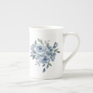 Taza De Porcelana Amante de las flores azules