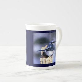 Taza De Porcelana Amantes del Pájaro Arrullador Azul
